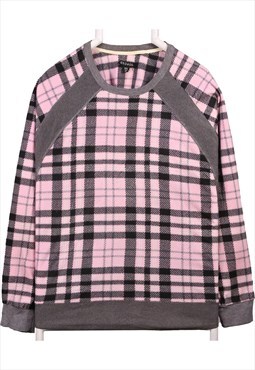 George 90's Check Long Sleeve Crewneck Sweatshirt XLarge Bla
