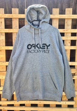 Vintage Oakley pilot grey spellout hoodie large 