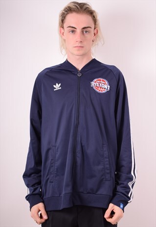 ADIDAS MENS VINTAGE PISTONS TRACKSUIT TOP JACKET MEDIUM 90S
