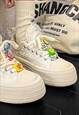 CHUNKY SOLE CANVAS SHOES RETRO SPORT SNEAKERS EMOJI TRAINERS