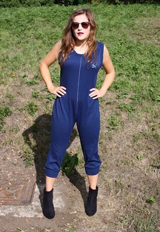 VINTAGE 80S PUMA PLAYSUIT ONESIE - SIZE 10 - ZIP ALL IN ONE