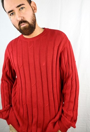 VINTAGE RED NAUTICA ROUND-NECK JUMPER