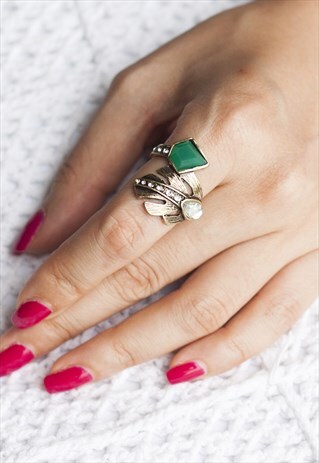 LEAF RHINESTONE RING