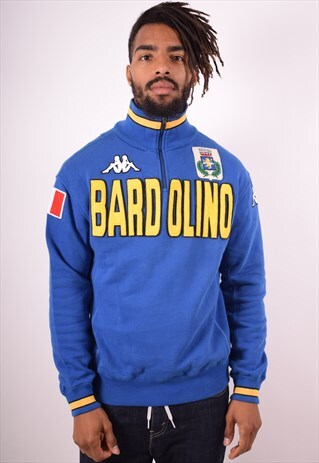 KAPPA MENS VINTAGE SWEATSHIRT JUMPER MEDIUM BLUE 90S