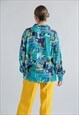 VINTAGE 80S OVERSIZED FIT LONG SLEEVE BOLD COLOURFUL SHIRT L