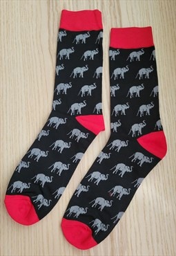 Elephant Pattern Cozy Socks in Black