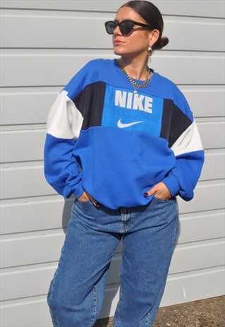 Y2K vintage reworked Nike spell out patchwork sweatshirt