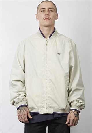 VINTAGE 90'S CHAMPION BEIGE SHELL BOMBER JACKET