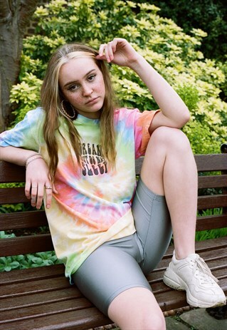 SHORT SLEEVED TIE DYE T-SHIRT WITH SUP BRO MUSHROOM PRINT