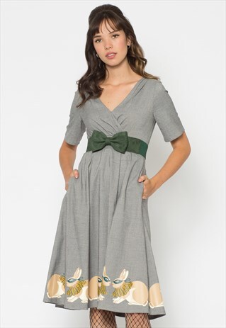 GREY MASQUERADE BUNNY DRESS