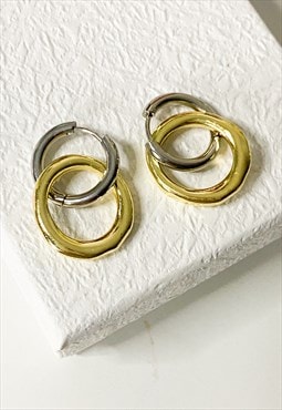 Mixed Metals Double Drop Hoops