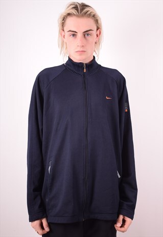 NIKE MENS VINTAGE TRACKSUIT TOP JACKET XL NAVY BLUE 90S