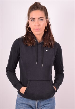 NIKE WOMENS VINTAGE HOODIE JUMPER SMALL BLACK 90S