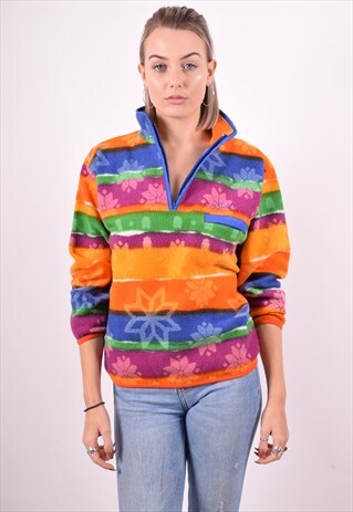 WOMENS VINTAGE FLEECE JUMPER LARGE MULTI 90'S