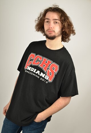 VINTAGE INDIANS USA GRAPHIC PRINT T-SHIRT