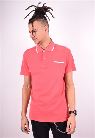 TRUSSARDI MENS VINTAGE POLO SHIRT MEDIUM PINK 90'S