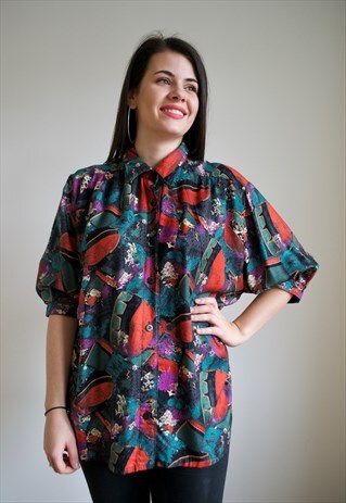 VINTAGE 80'S SHORT SLEEVED PATTERNED SHIRT