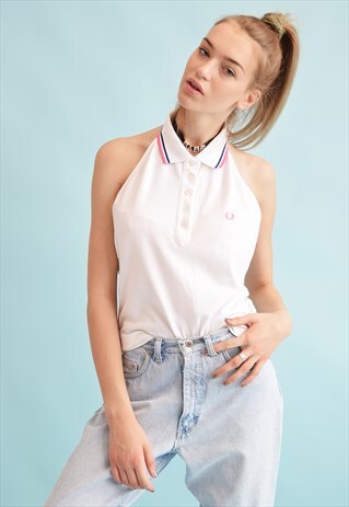 90'S RETRO NEUTRAL FRED PERRY ATHLEISURE SPORTS HALTER TOP