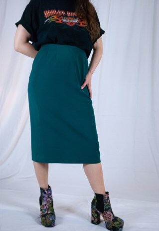 EMERALD GREEN MIDI PENCIL SKIRT