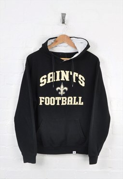 Vintage Saints Football Hoodie Black Ladies Medium