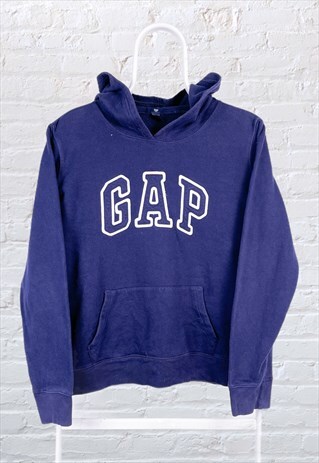 VINTAGE GAP HOODIE SPELL OUT BLUE MEDIUM
