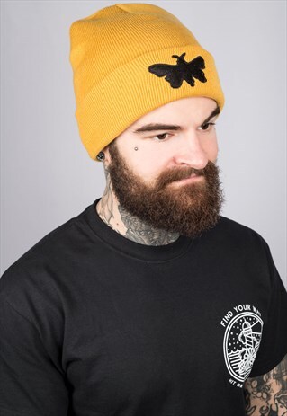 MOTH MUSTARD BEANIE