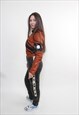 VINTAGE 80S MOTO SUIT, LEATHER RACING SUIT BLACK RED