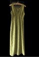 Pale green dot print 80s American maxi dress 