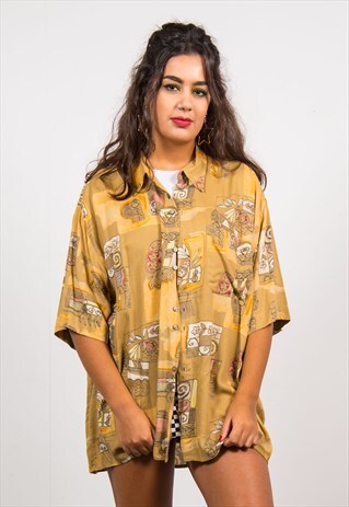 VINTAGE 90'S FLORAL PATTERN SHORT SLEEVE SHIRT