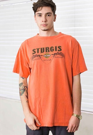 VINTAGE HARLEY-DAVIDSON STURGIS T-SHIRT LOGO 90S L 8.1