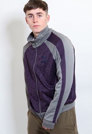 VINTAGE PUMA LOGO JACKET IN PURPLE LARGE