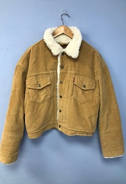 Corduroy Jacket Brown Cotton Faux Shearling Lined 