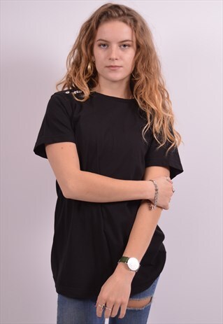 LOTTO WOMENS VINTAGE T-SHIRT TOP XL BLACK 90S