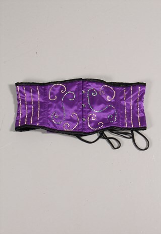 Vintage Y2K 90s Corset Belt Purple Satin Under Bust 4XL