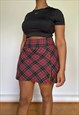 Vintage Y2K Red Plaid Preppy Mini Skirt (M) 