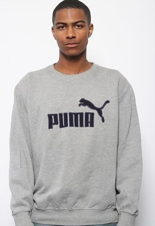 VINTAGE PUMA LOGO SWEATSHIRT GREY