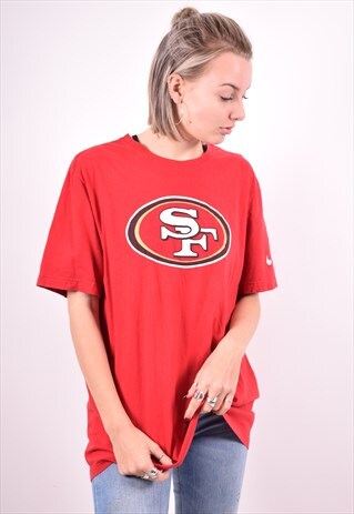 NIKE WOMENS VINTAGE SF T-SHIRT TOP LARGE RED 90'S