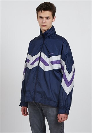 VINTAGE NAVY PURPLE ADIDAS ZIP TRACK JACKET
