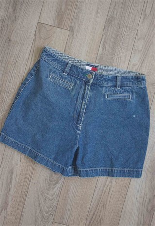 VINTAGE TOMMY HILFIGER DENIM SHORTS LOGO 90S 30 9.4