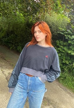 Vintage 90s adidas Embroidered Rework Crop Sweatshirt