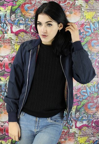 VINTAGE 90S BOMBER JACKET WITH TARTAN LINING. UNISEX.