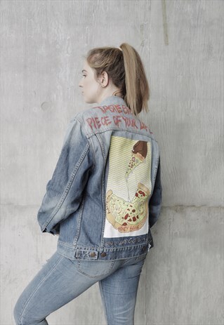 SCREEN PRINTED PIZZA JOY DENIM JACKET