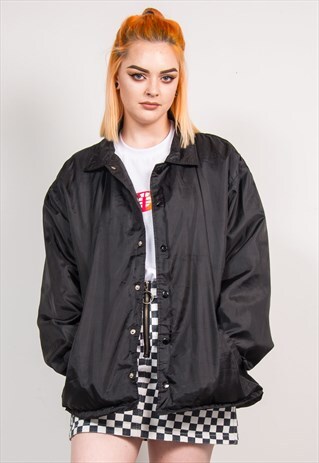 VINTAGE 90'S BLACK LIGHTWEIGHT COACH JACKET