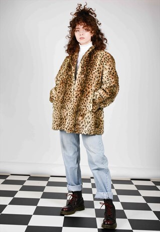 SUPER SOFT COZY LEOPARD PRINT FAUX FUR JACKET
