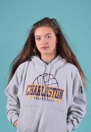 VINTAGE CHAMPION CHARLESTON COLLEGE GREY HOODIE