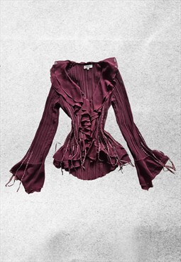 vintage y2k fairy grunge fringe ruffled blouse