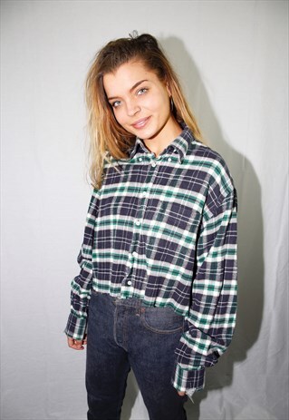 VINTAGE CROPPED FLANNEL SHIRT