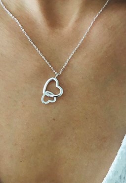 925 Sterling Silver Double Heart necklace