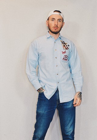 VINTAGE 1995 OG WARNER BROS TAZ EMBROIDERED SHIRT