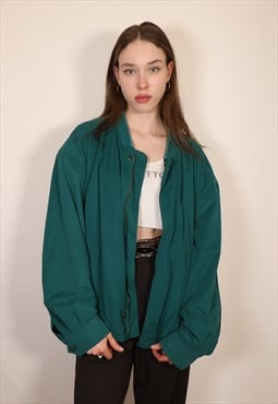 Vintage 90' sportswear zipped jacket in green -unisex